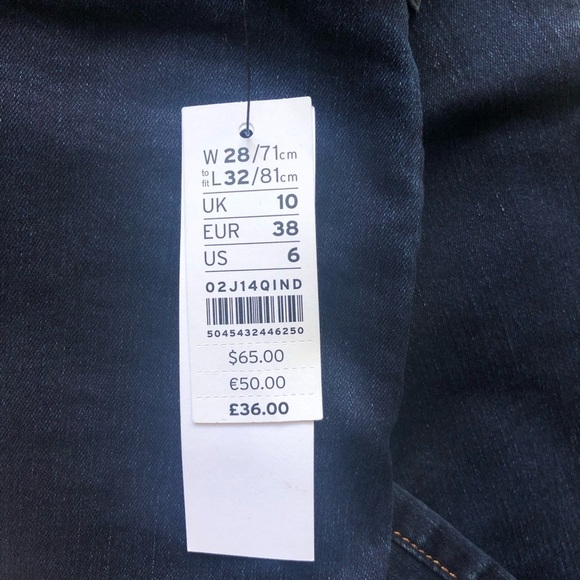 NWT Topshop Joni Skinny Jeans – Size 28x32, Stretchy Fit - Picture 2 of 4